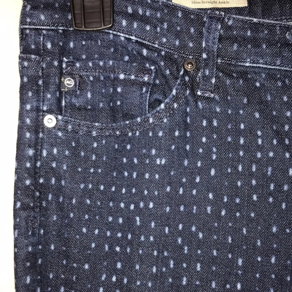 AG Adriano Goldschmied Women’s The Stevie Ankle Slim Straight Dotted Denim Jeans - Image 4
