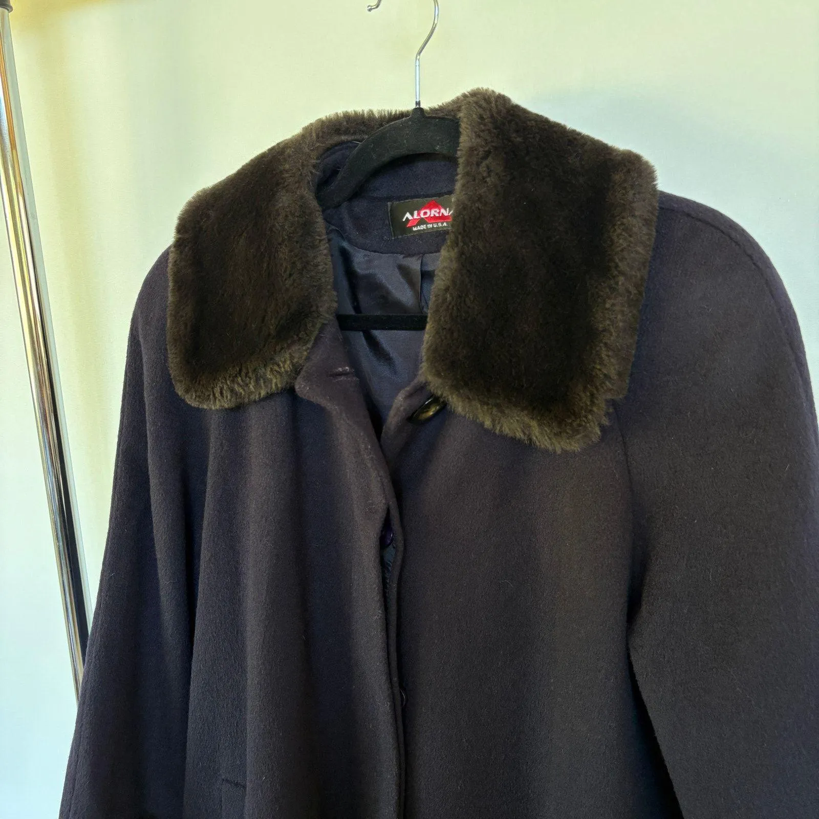 Vintage Navy Pennylane Long Coat Faux Fur Collar Wool Blend Formal Winter Blue Size undefined - Image 2