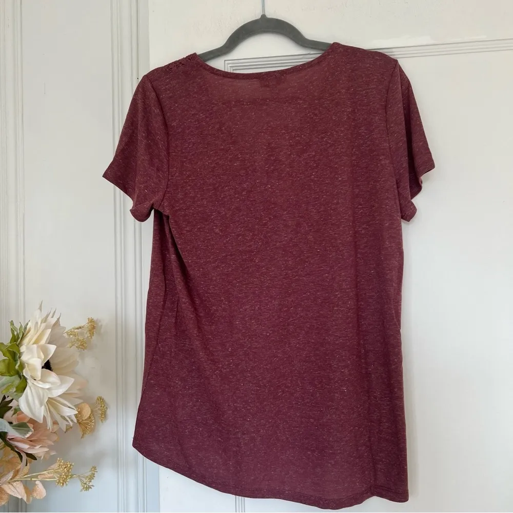 ⭐️ Ella Moss Ladies' V-Neck Lace Linen Blend Short Sleeve Top Size Medium NWT - Image 6