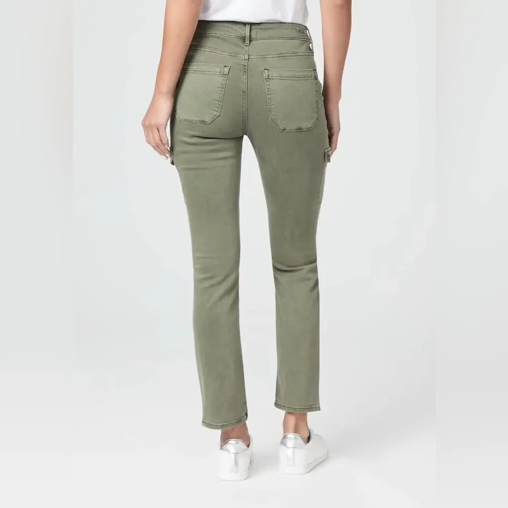 Anthropologie PAIGE JOLIE PANTS VINTAGE IVY GREEN SLIM CARGO STRETCH SZ 27 - Image 2