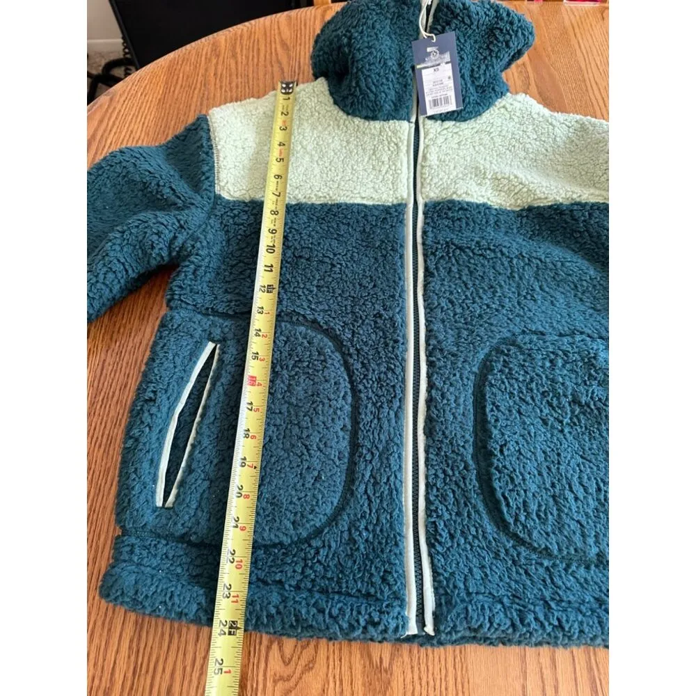 Universal Thread Womens Sherpa Fleece Jacket XS Zip-Up Two-Tone Green & Teal NWT - Image 6