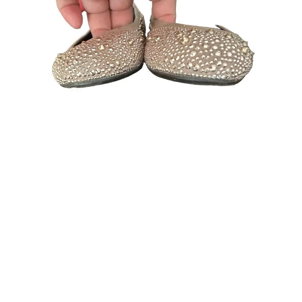 Stuart Weitzman Taupe Tan Ballet
Flats Metal Studs nubeads Haze Suede - Image 4