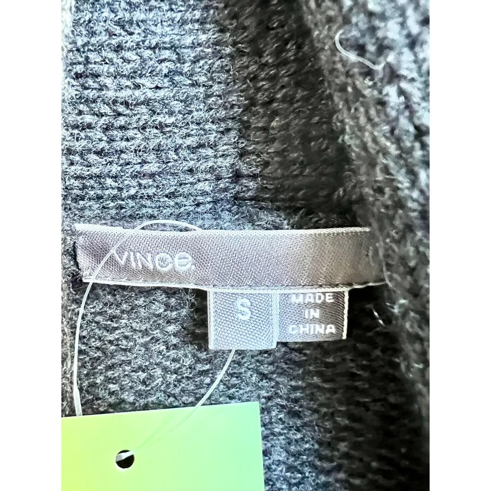 Vince Wool Yak Leather Sleeve Shawl Drape Open Cardigan Sweater Black Women's S - Image 6