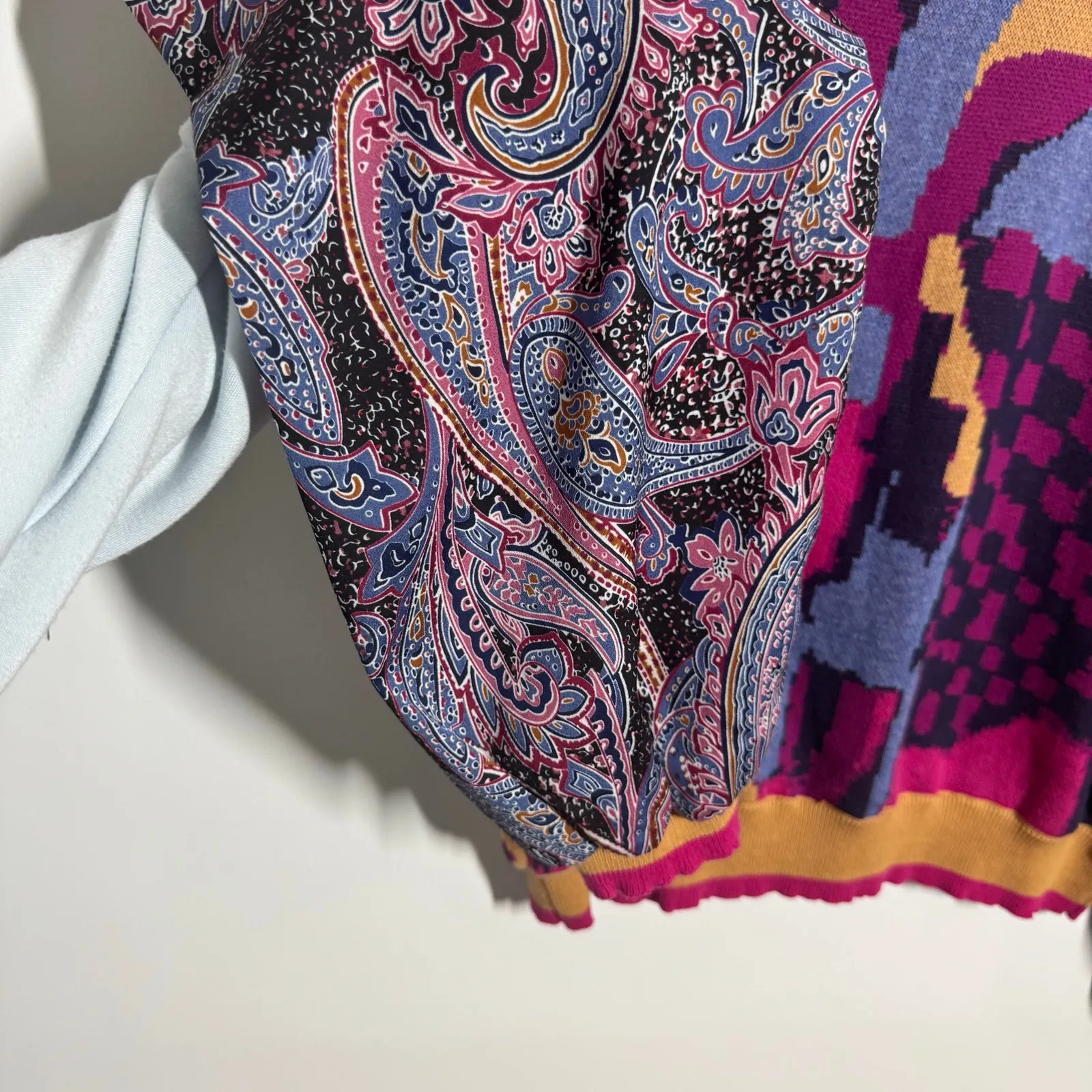 Fate Sweater Women M Geometric 80s 90s Print Crew Neck Anthropologie Paisley Top - Image 3