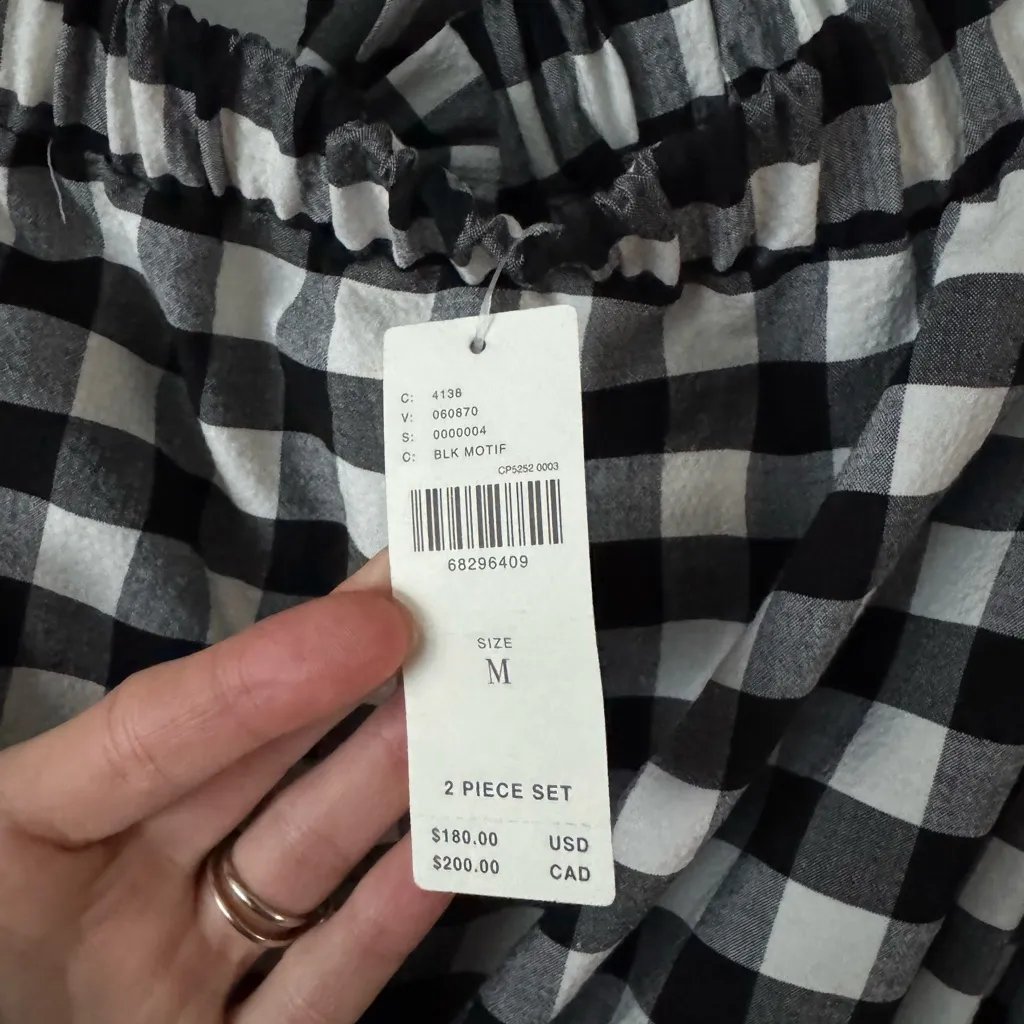 NWT Anthropologie Maeve M Black and White Gingham Skirt Set - Image 8