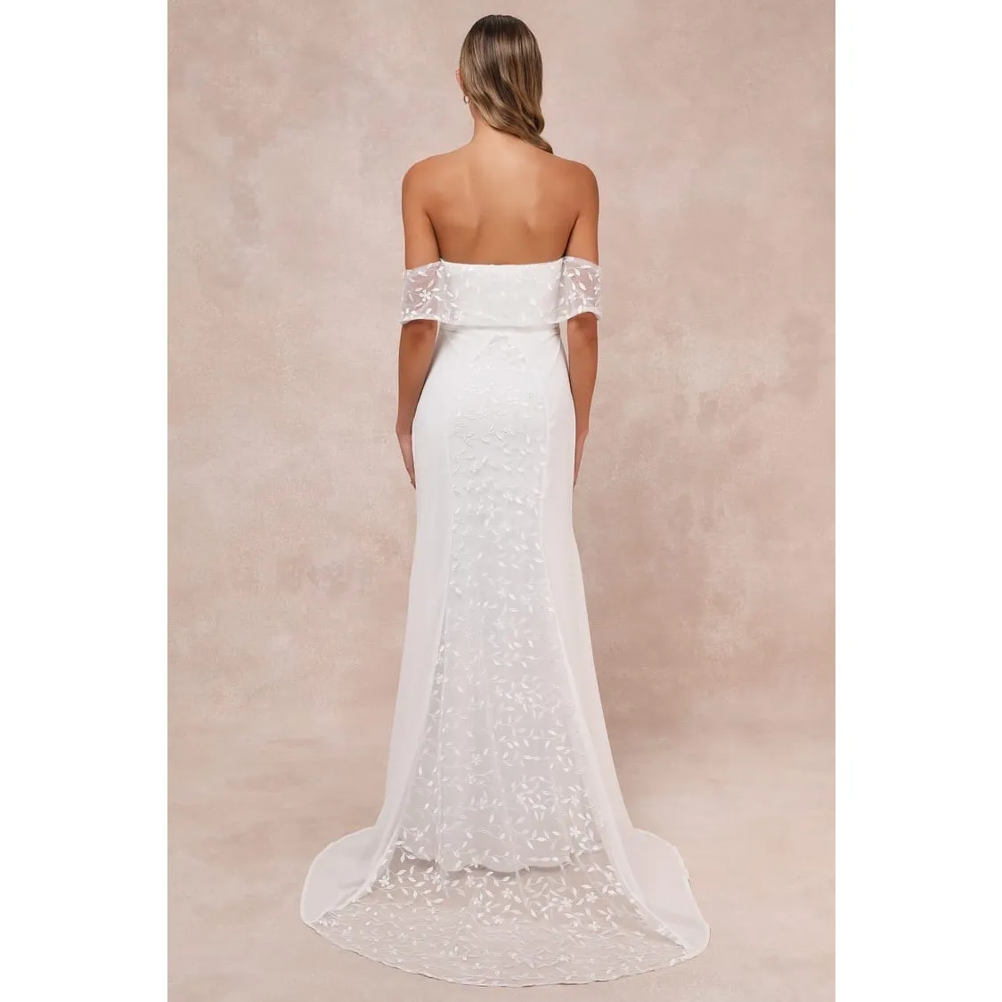 NWT Lulus Beloved Beginning White Embroidered Off-the-Shoulder Maxi Dress Size S - Image 3