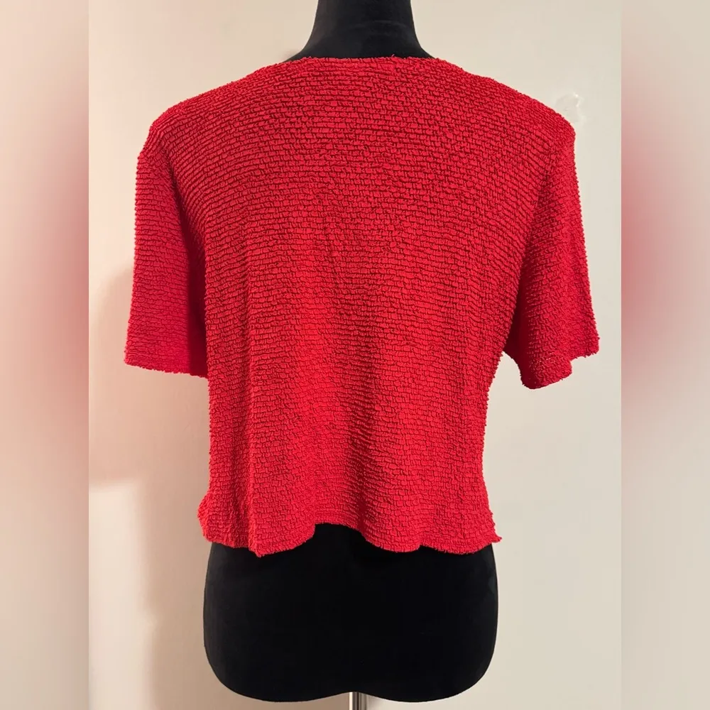 EUC California Concepts Red Floral Button Up Blouse size 14 - Image 5