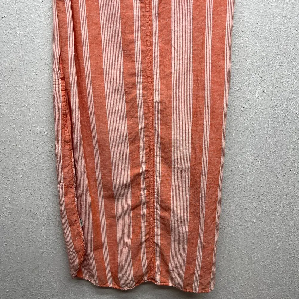 Womens Linen Blend Tank Dress Small Boho Lightweight Costal Beachy Lagenlook Orange - Image 7