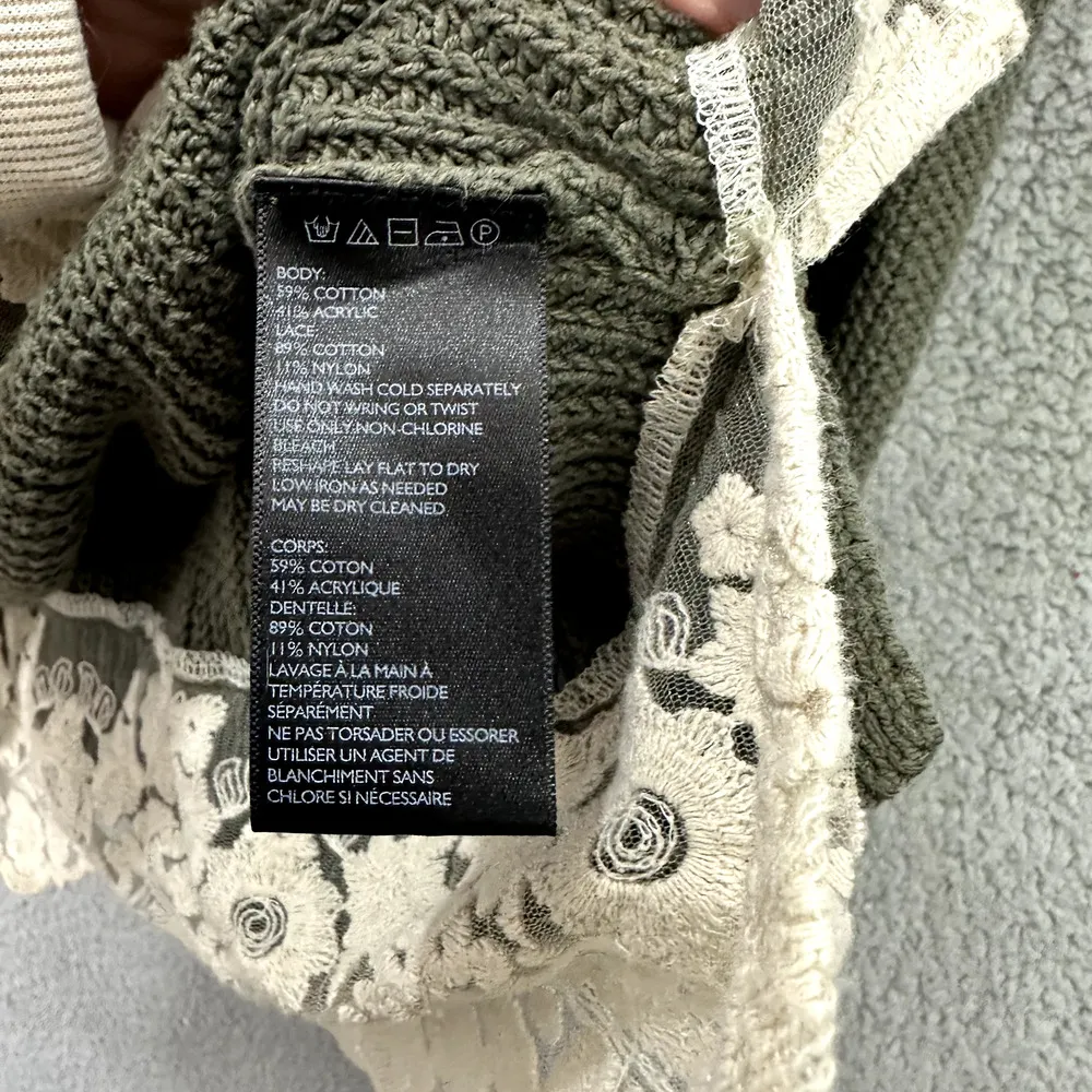 Pins & Needles Anthro Tunic Sweater Women Small Green Lace Trim Boho Grunge 90s‎ - Image 6