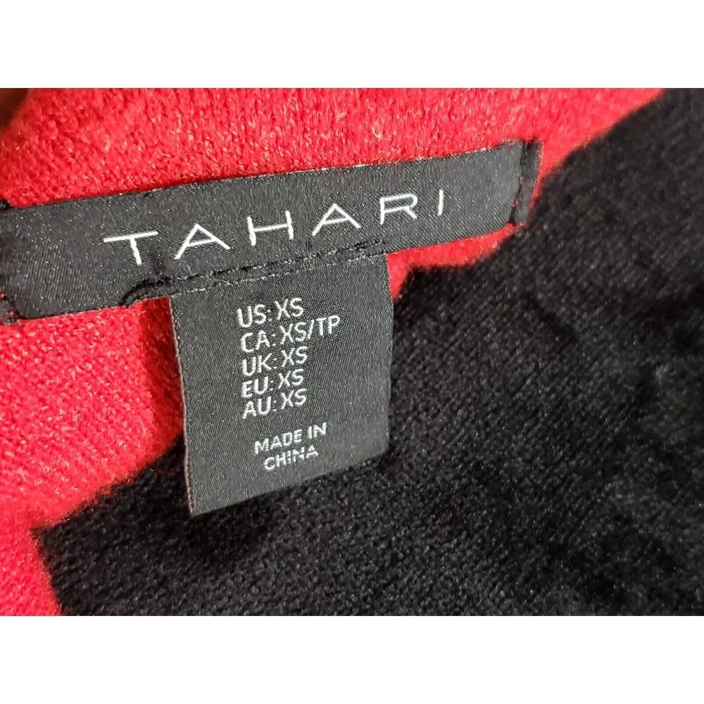 Tahari Women's Red & White Viscose Round Neck Long Sleeve Pullover Sweater XS - Image 8