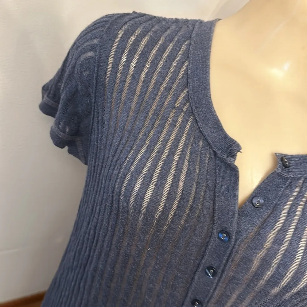 Mossimo Supply Women’s Ribbed Semi Sheer Top, XL/XXL Blue - Image 2