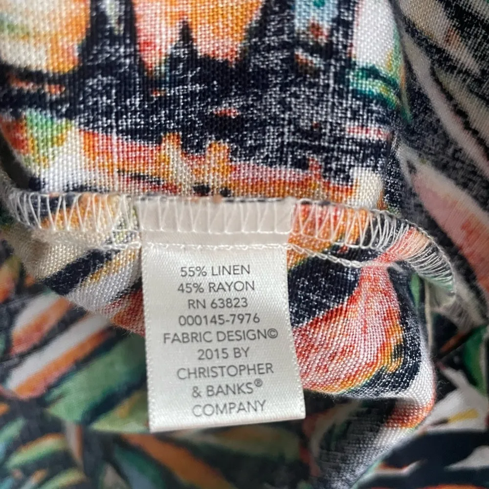 Christopher & Banks Linen Blend Tropical Leaf Print Jacket XL - Image 5