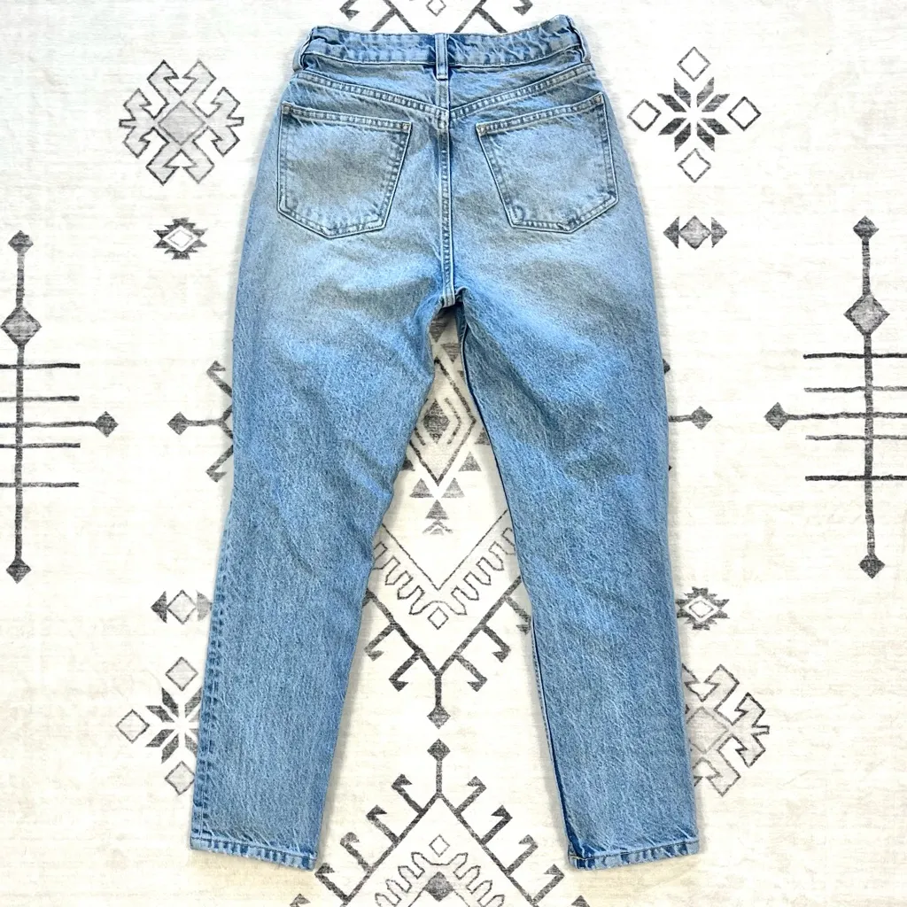 Zara High Rise Straight Leg Distressed Mom Jeans Size 2 - Image 9