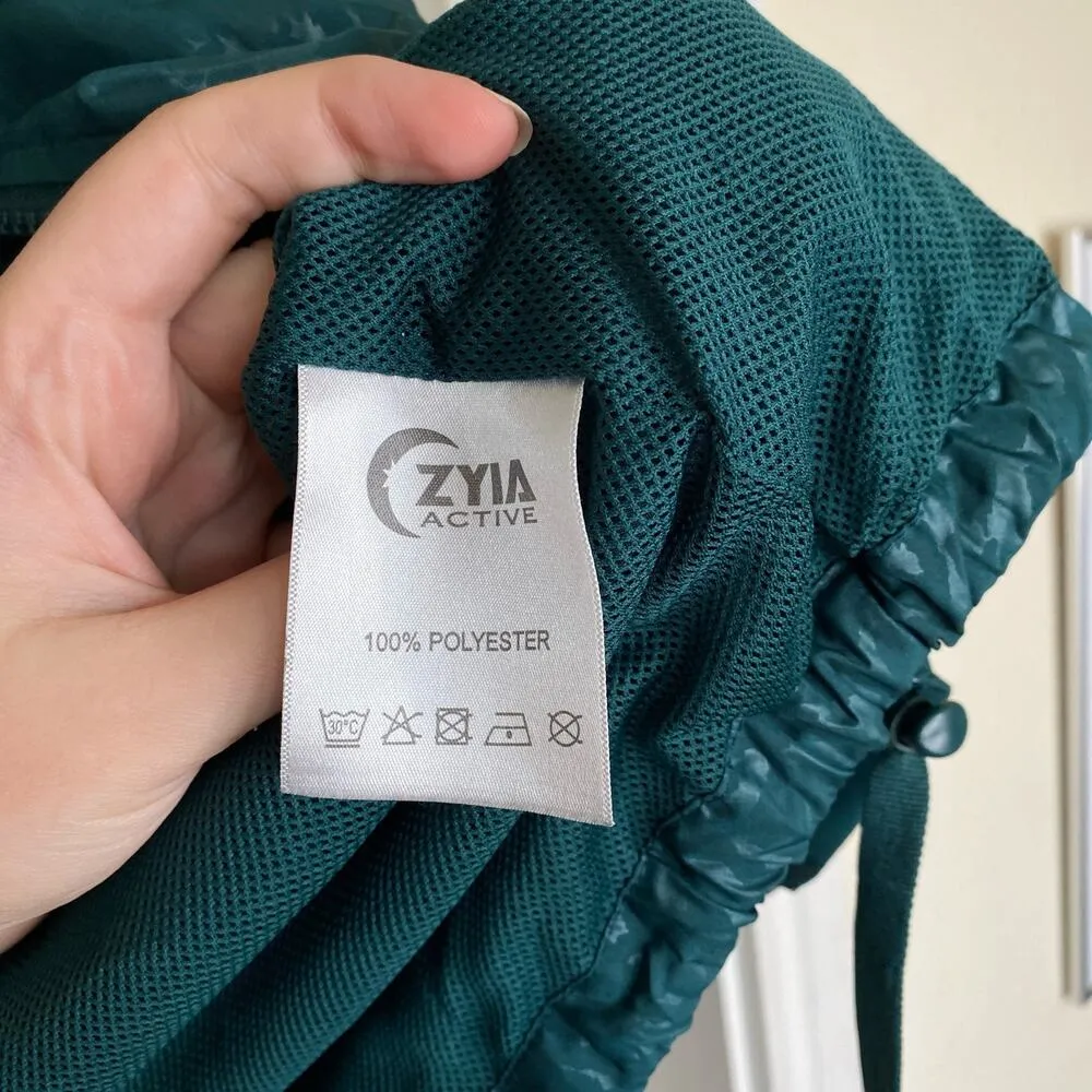 ZYIA ACTIVE Jade Bomber Jacket Green Leopard Animal Print Size Small Athletic - Image 4