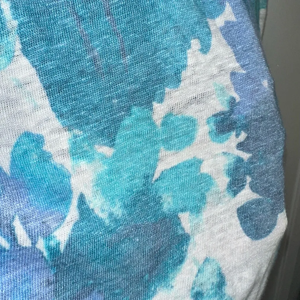 Cynthia Rowley 100% Linen Blue Floral Women’s‎ Button Up Blouse Tropical Luau S - Image 10