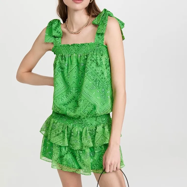 Amanda uprichard COTTER mini DRESS IN BANDANA PRINT green paisley XL - Image 6