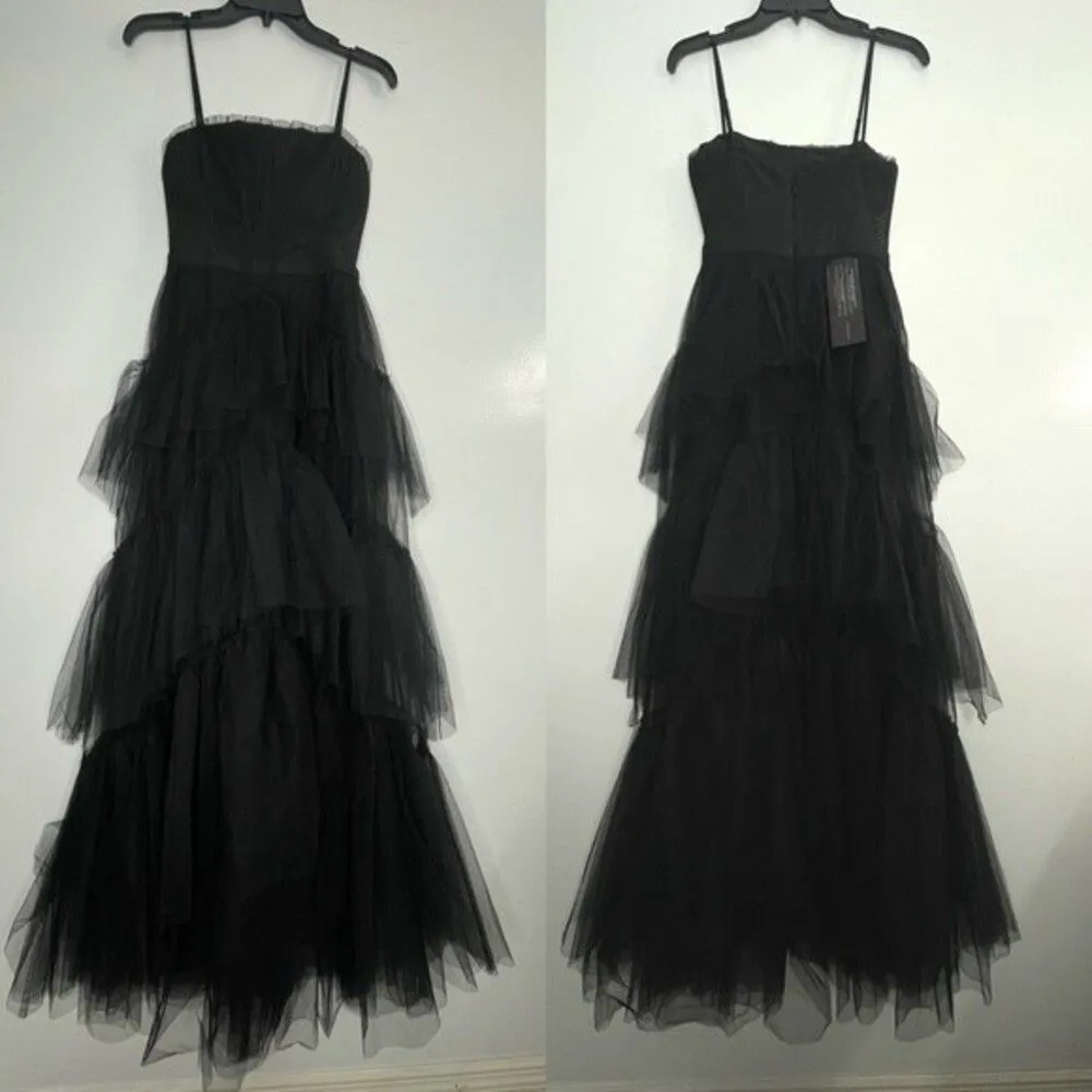 BCBGMAXAZRIA Size 6 Corset Tulle Tiered Oly Gown in Black (Blogger favorite) - Image 3