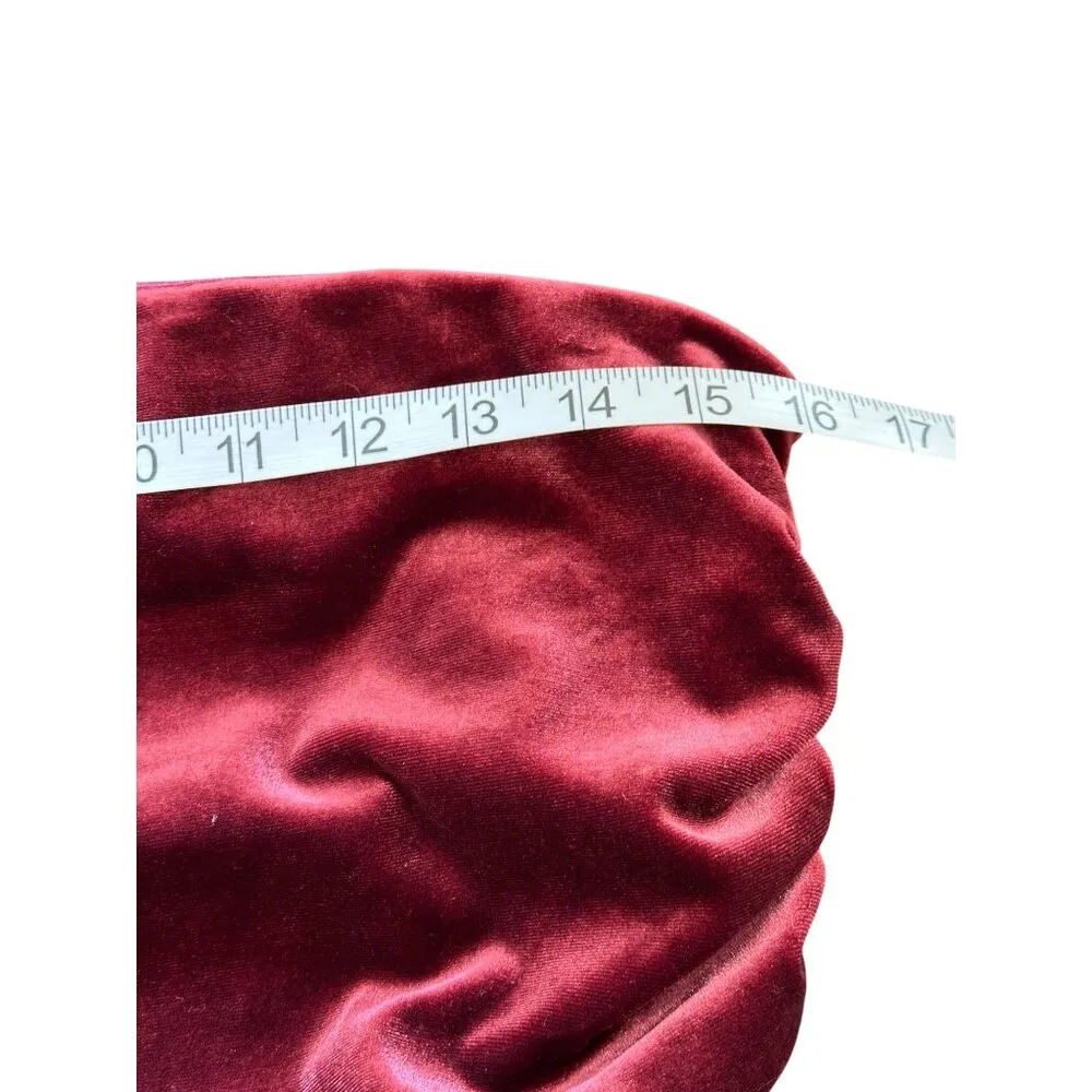 Wild Fable Ruched Velvet Strapless Midi Dress Deep Red Thigh Slit Size M NWT - Image 6