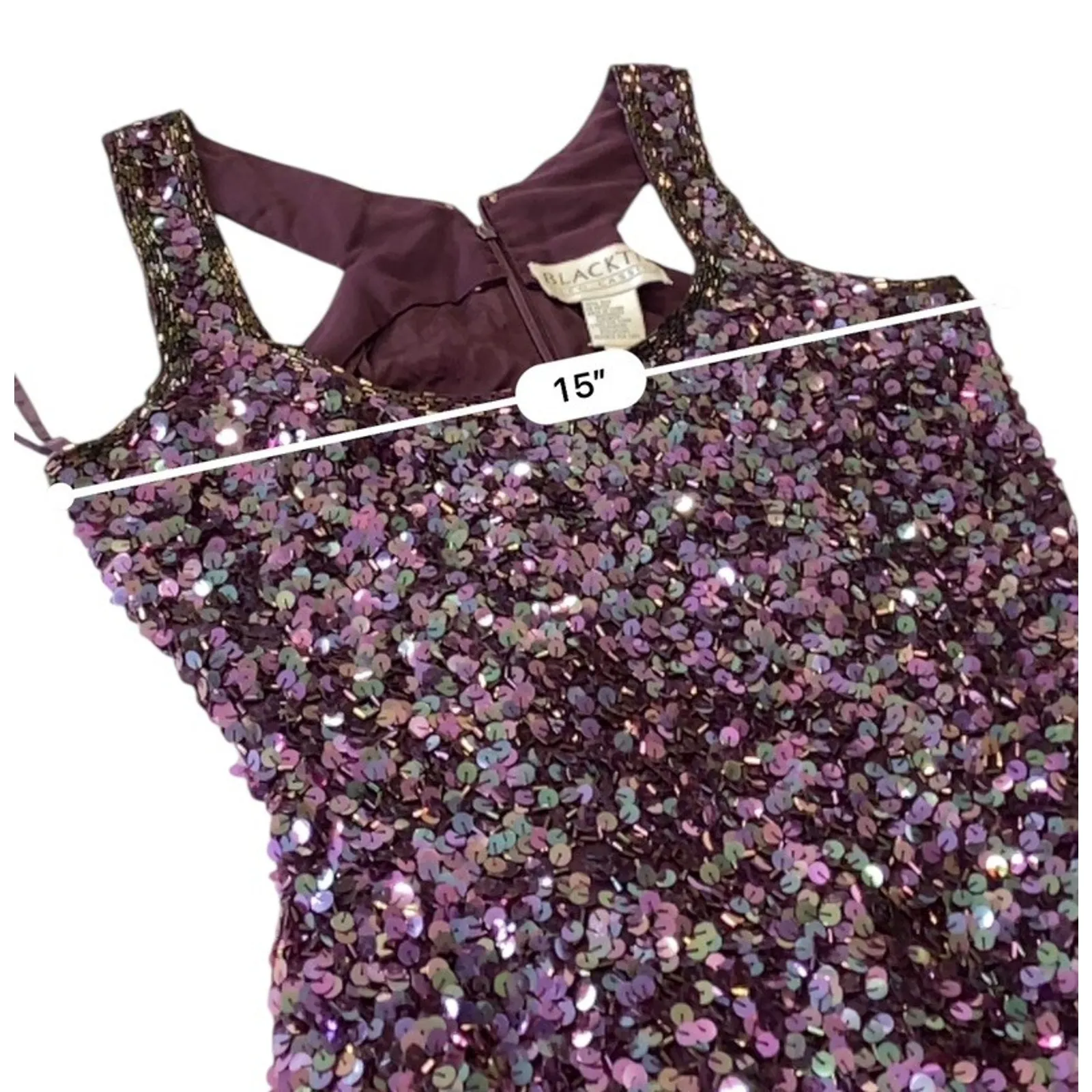 Black Tie Oleg Cassini VINTAGE Sequin SILK Cocktail Tank Dress Size 8 NEW - Image 8
