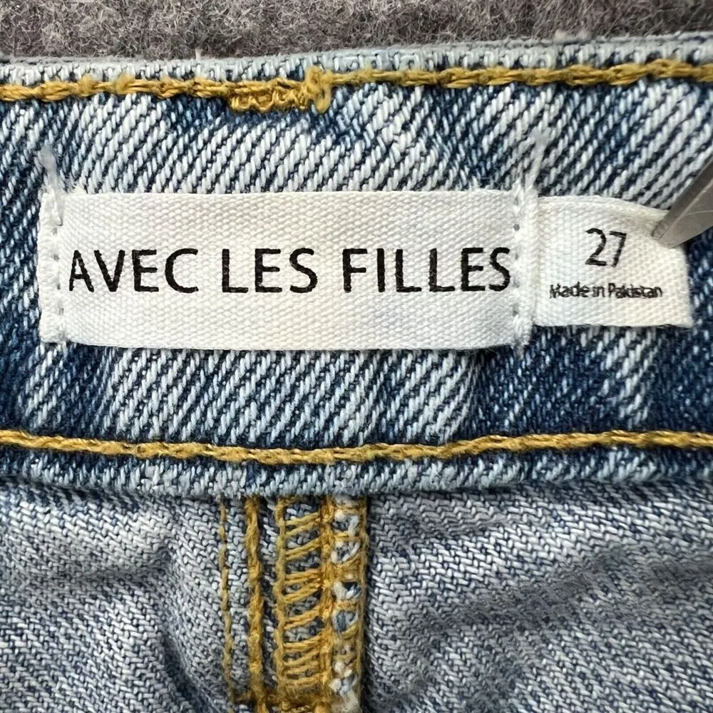 Anthropologie Avec Les Filles Jeans Womens 27 Blue Distressed High Waist Denim - Image 13