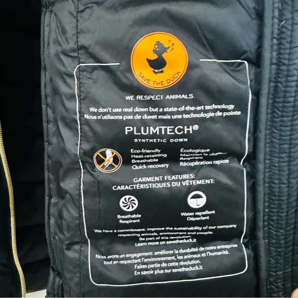 Save The Duck women’s animal free puffer coat mod Reese in black Size L - Image 7