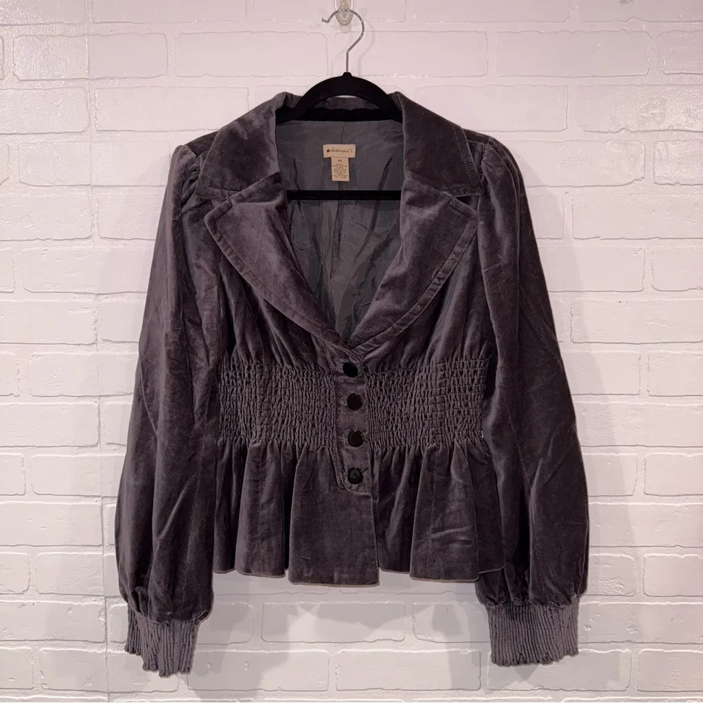 Elevenses Anthropologie  Gray Velvet Button-Up Blazer - Image 14