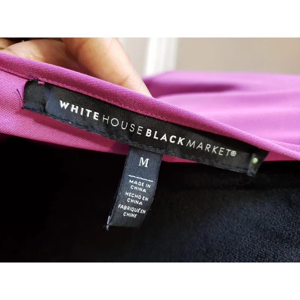 Women's White House Black Market M Purple Long Sleeve Back Tie Top - Image 9