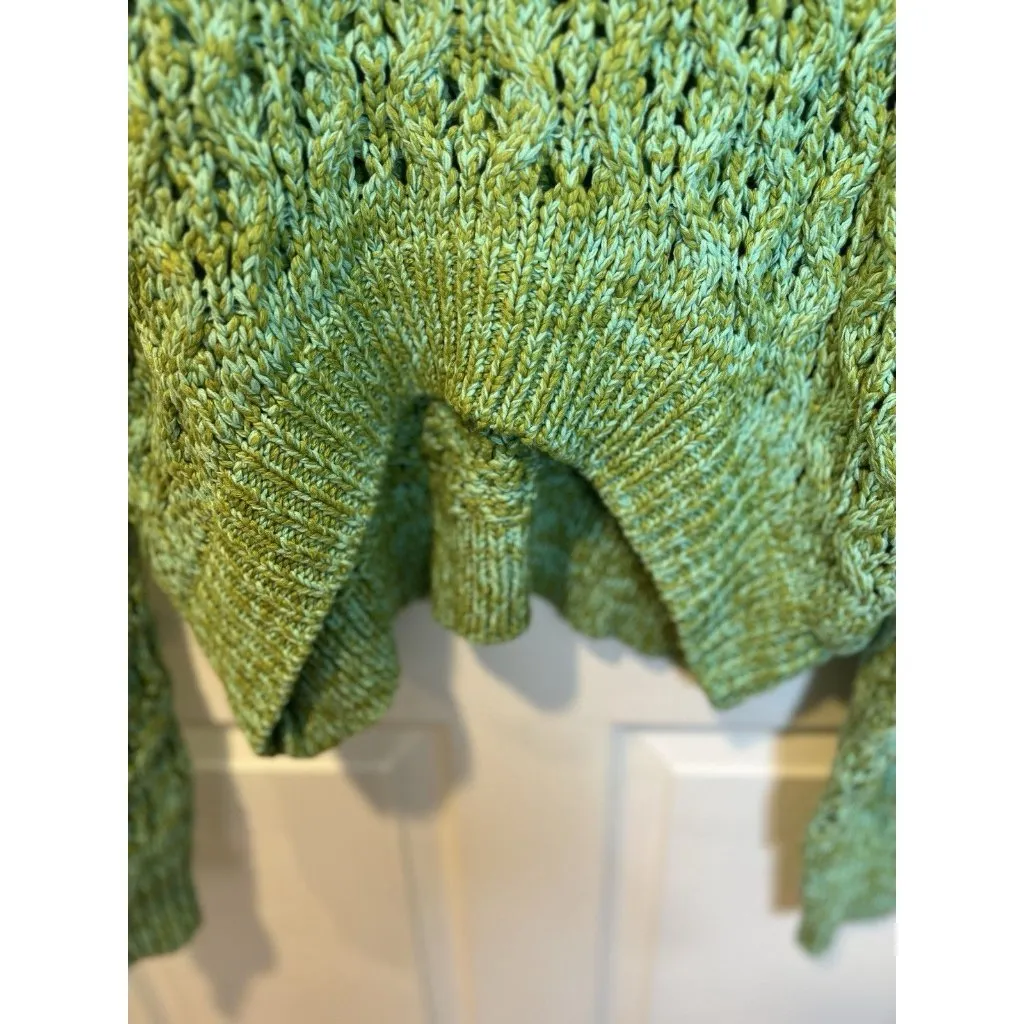 Urban Outfitters BDG Killian Quarter Zip Sweater Large Green Chunky Knit Cropped - Image 7