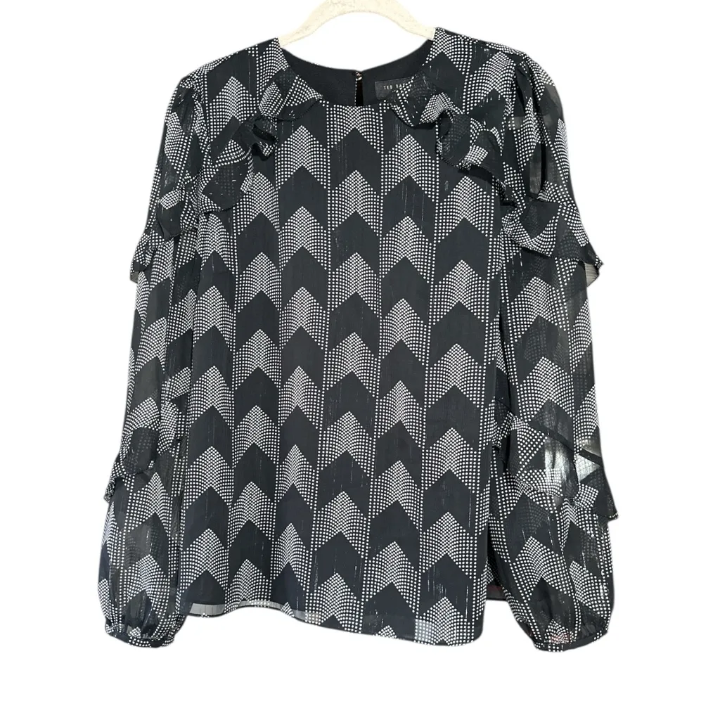 Ted Baker - MOWENNA JARDIN RUFFLE SLEEVE BLOUSE Size 4 - Image 2