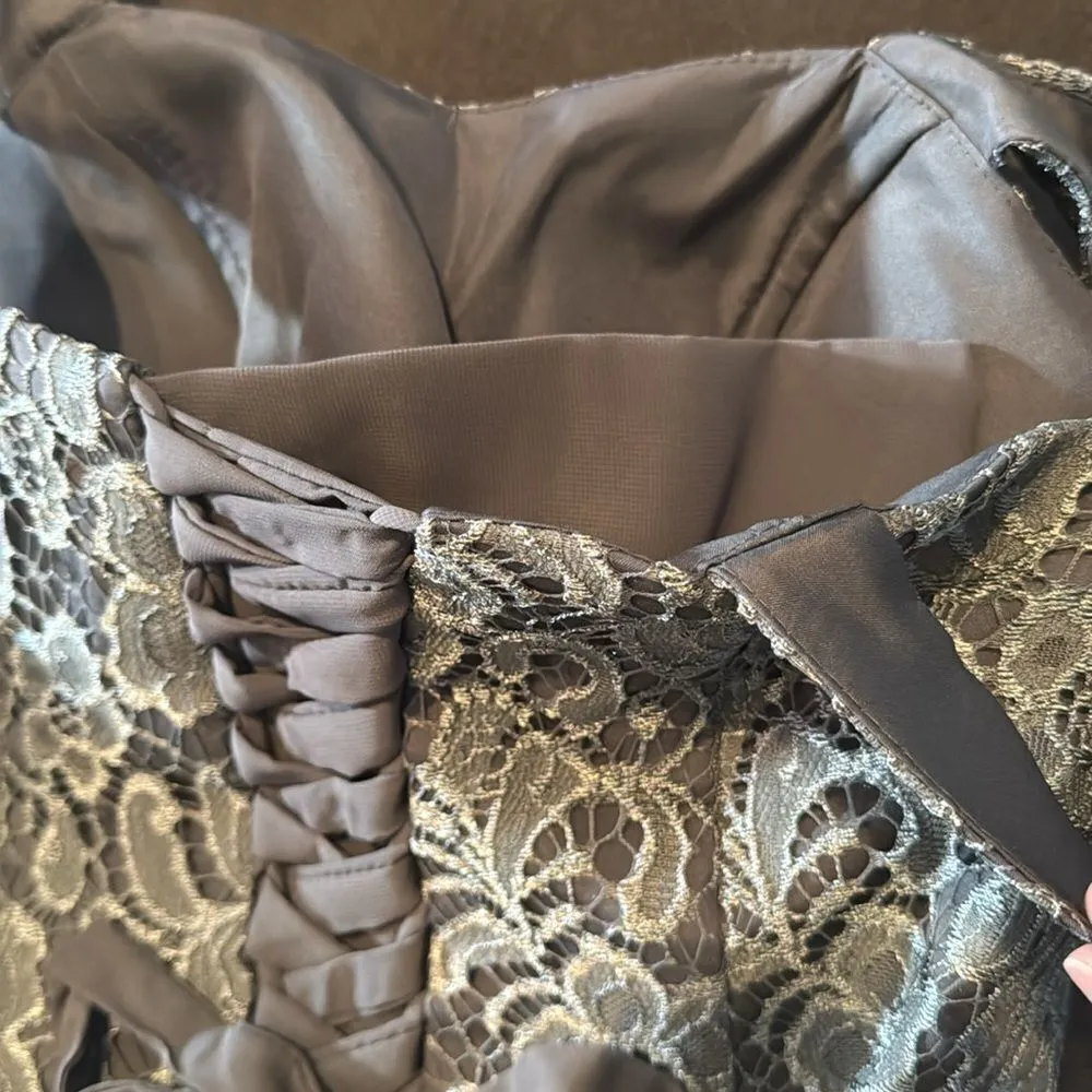 Tea Length Gray Mother of the Bride Dress Chiffon Jacket Corset Back Size 12 NEW - Image 12