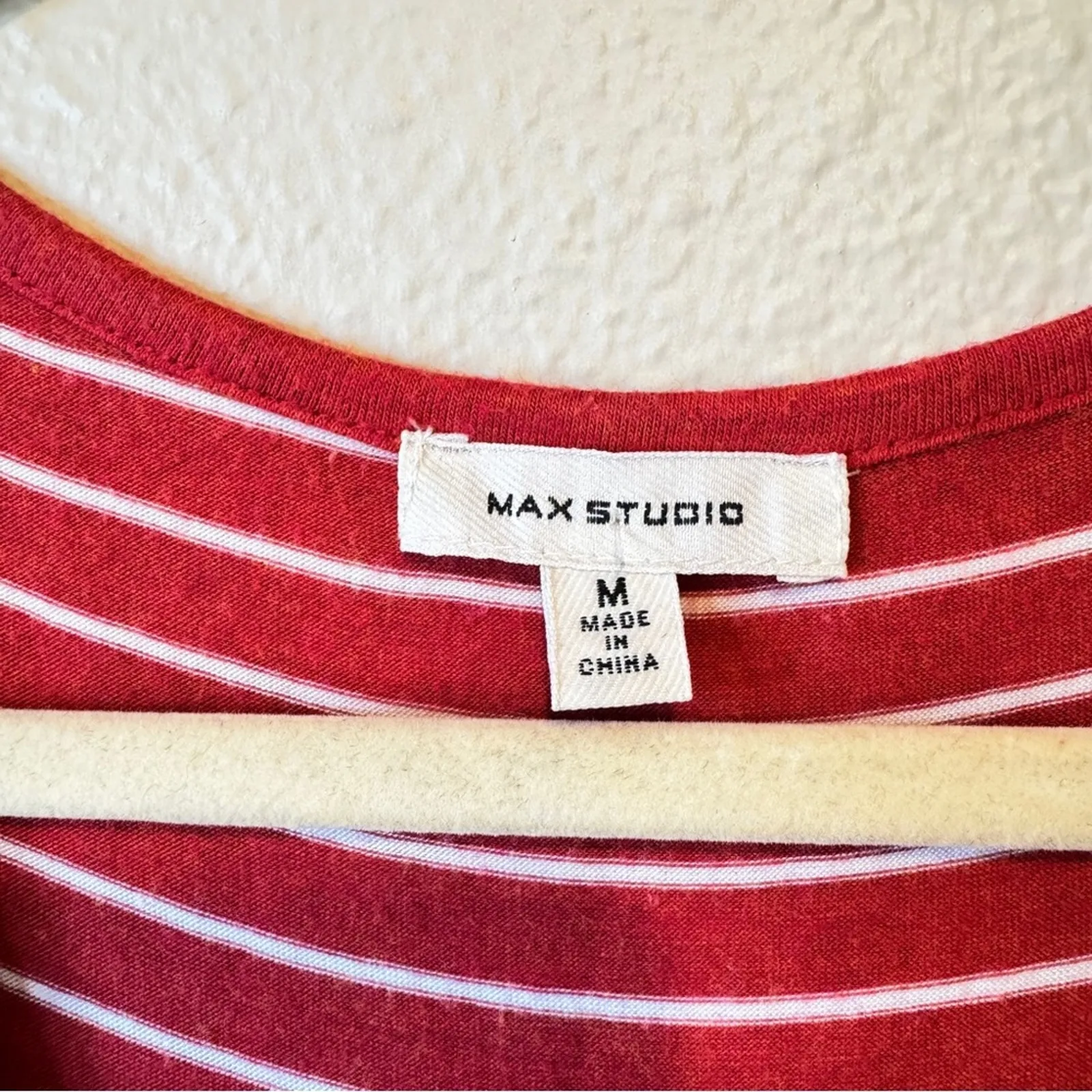 Max Studio Red Striped Sleeveless Dress Womens M Lace Up Mini Beachy Casual - Image 3
