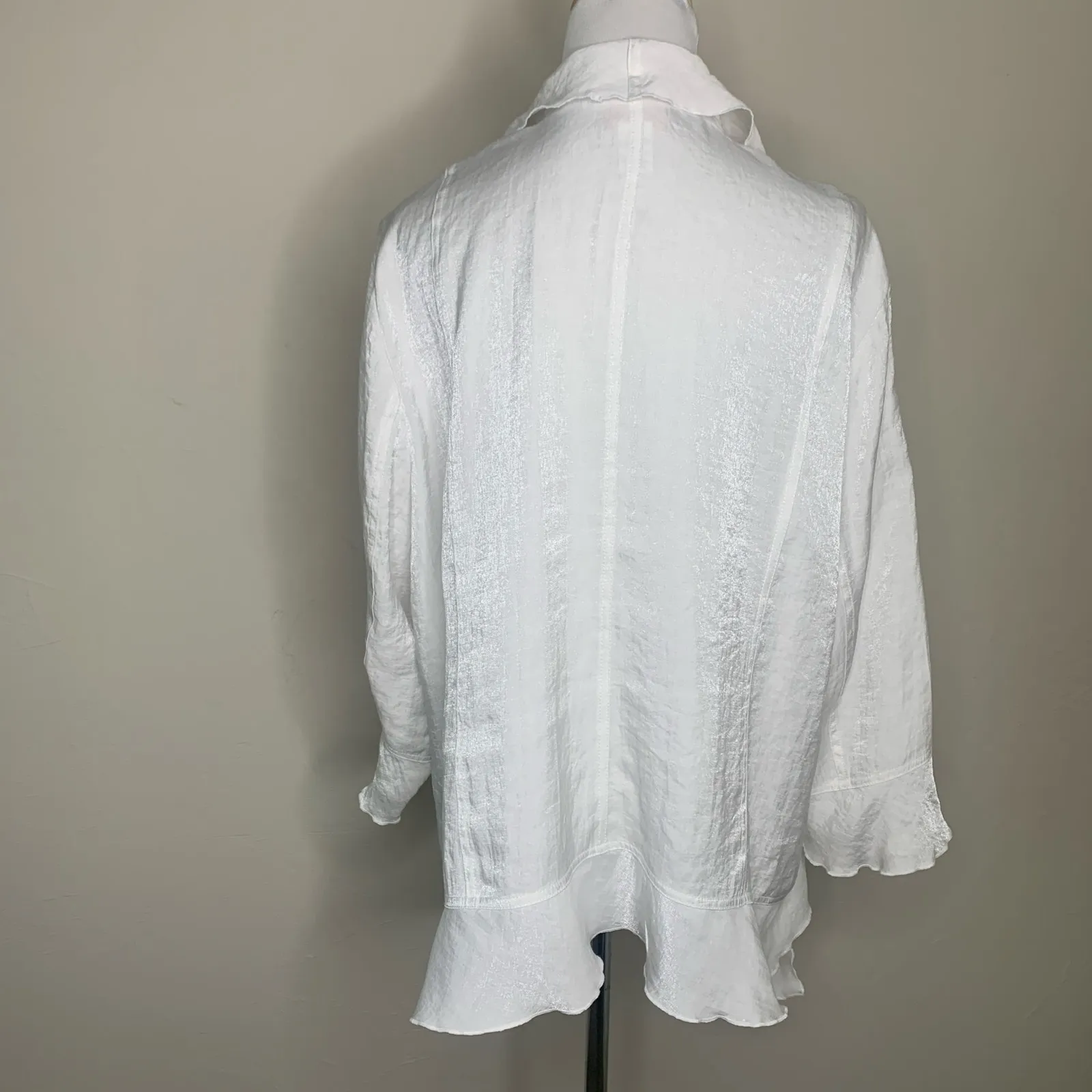 Ruby Rd. White Waterfall Jacket Open Front Sz 22W - Image 3