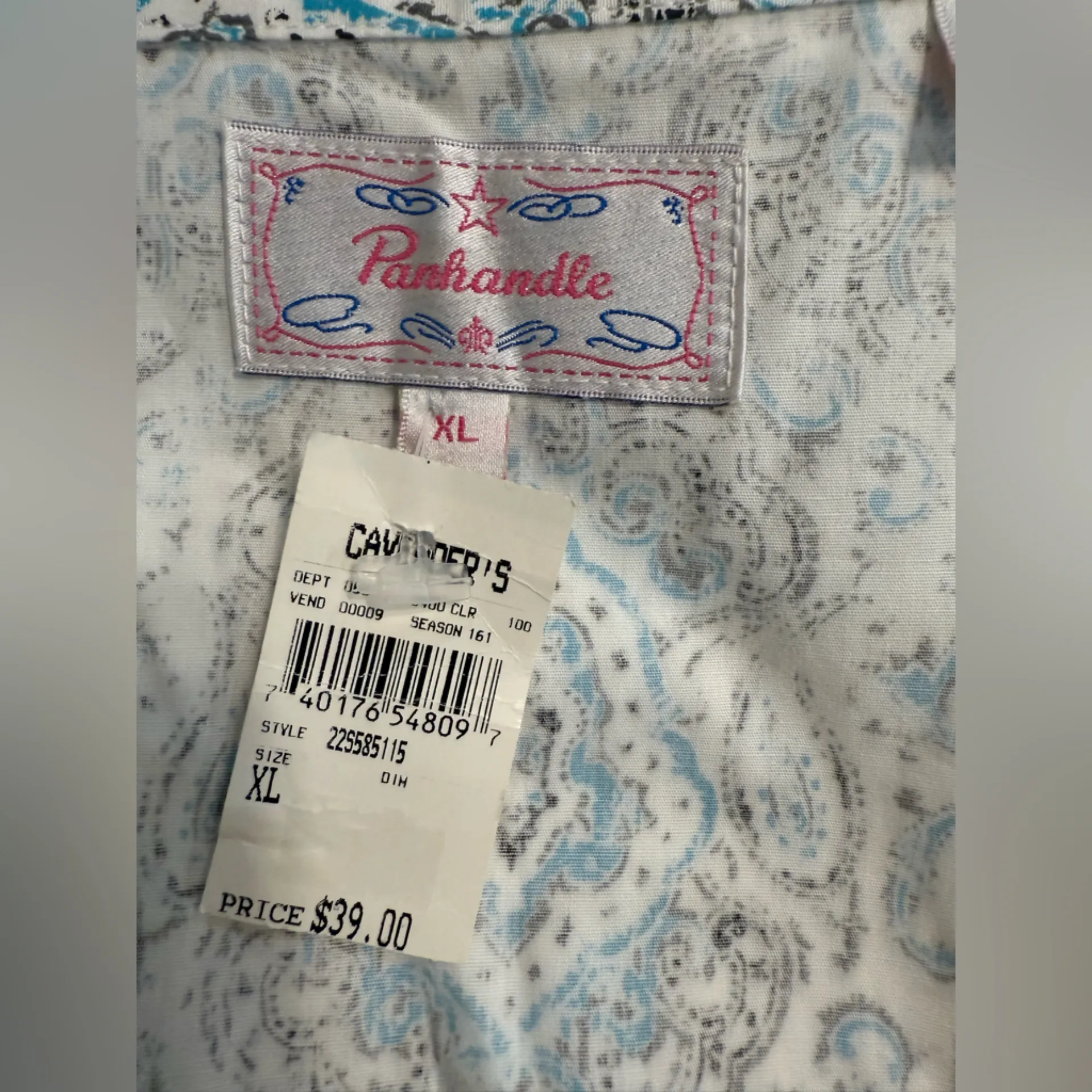 Panhandle Western Paisley Snap-Up Shirt White Pearl Snaps - Image 4