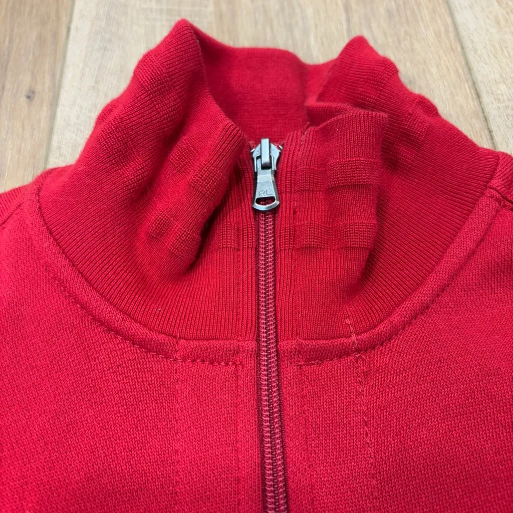 🌟RALPH LAUREN SPORT🌟 ZIP UP STAND COLLAR POLO LOGO SWEATSHIRT JACKET RED SZ XL - Image 2
