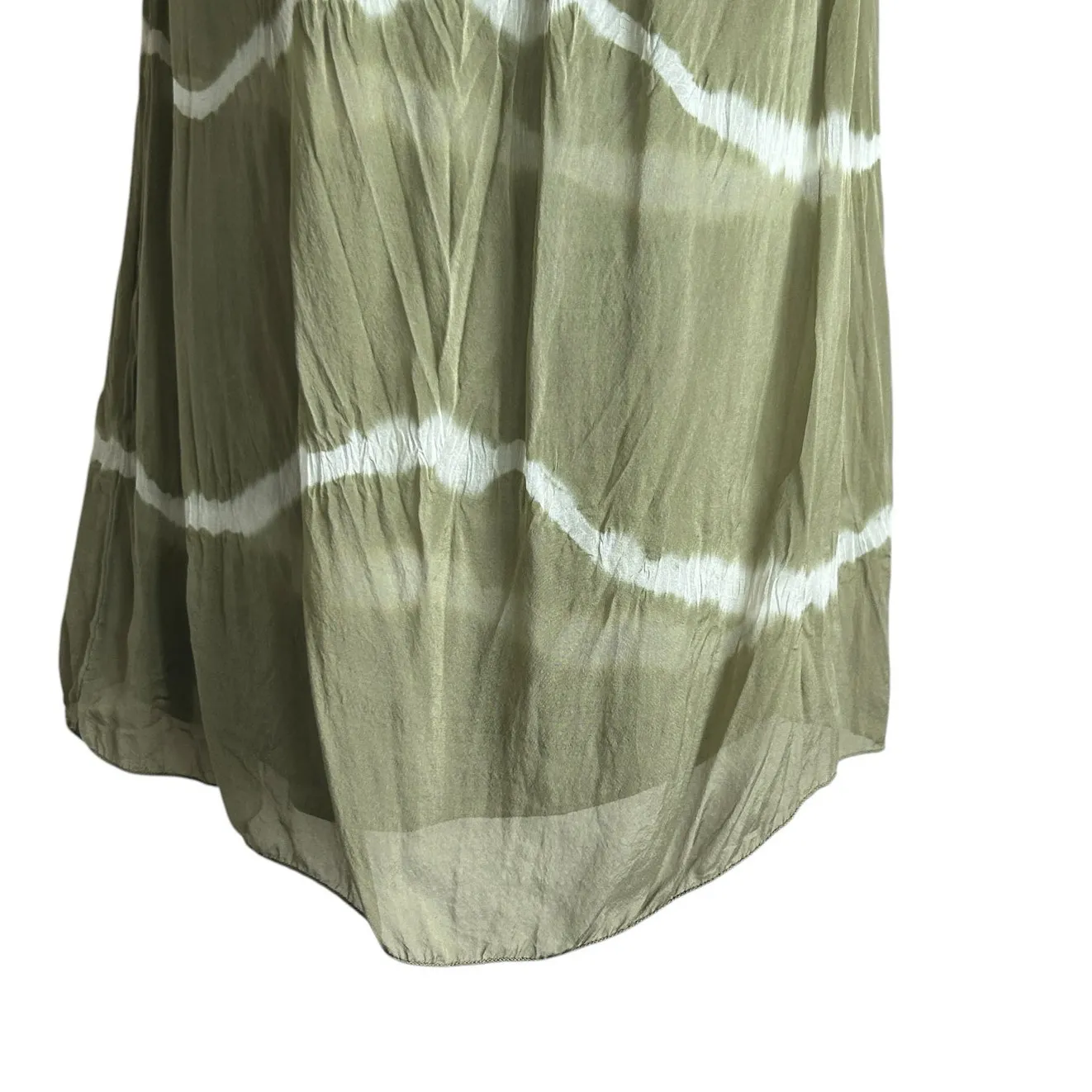 Baci Women Silk Tunic Top S Green Abstract Striped Tank Whimsy Fairy‎ Festival - Image 4