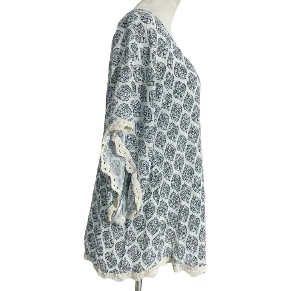 Eberjey Small Medium Top Blouse Crochet Sleeve Cover Up Beach - Image 3