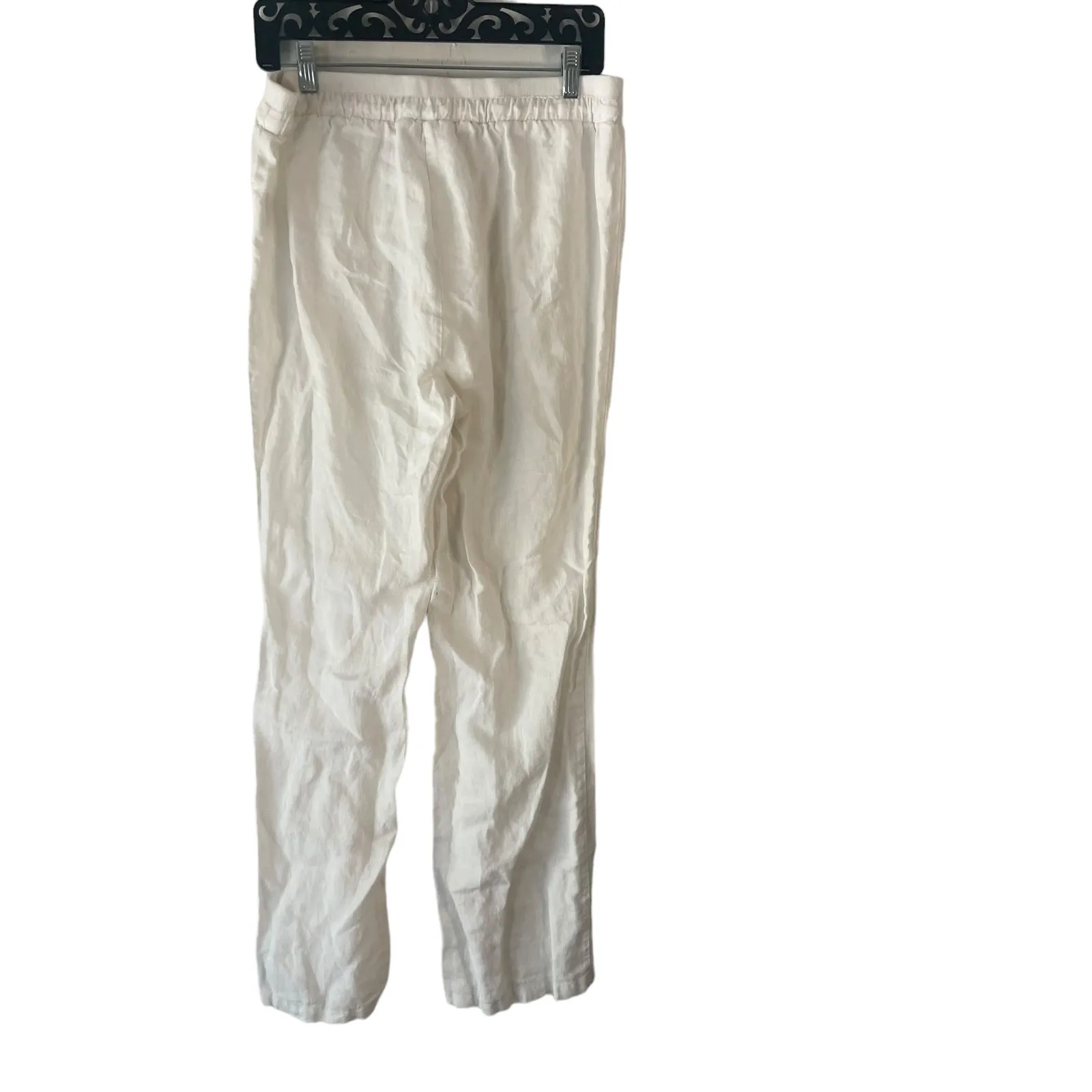 Ellen Tracy Size Medium Linen‎ White Flowy Lightweight Straight Leg Pants - Image 4