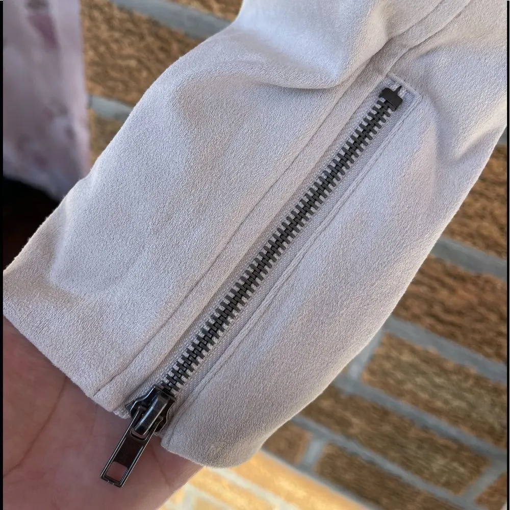 Cupcakes And Cashmere Faux Suede Manele Moto Biker Jacket Size Small Tan - Image 9