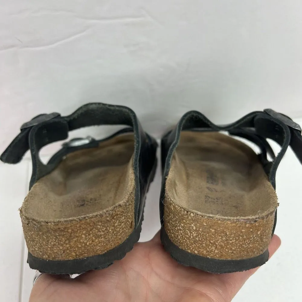 Birkenstock Women’s Size 37 US 6 6.5 Leather Sandals Anthracite Metallic Pewter - Image 11