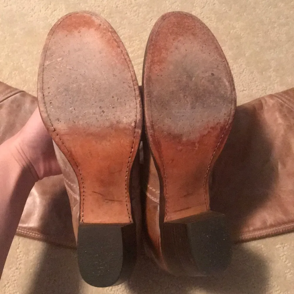 Frye light brown distressed over the knee boots - Image 4