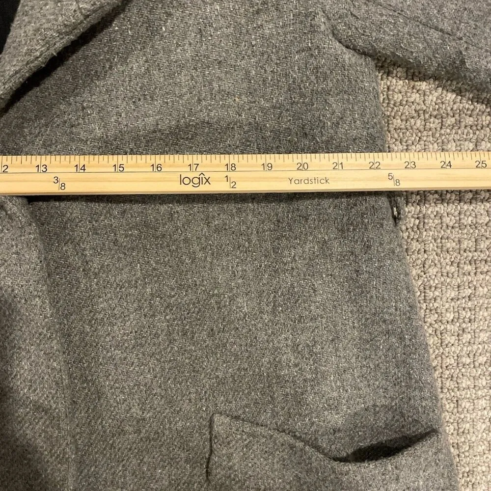Zara Basic Long Over Coat Womens Sz Small Wool Blend Gray Trench Snap Buttons - Image 5