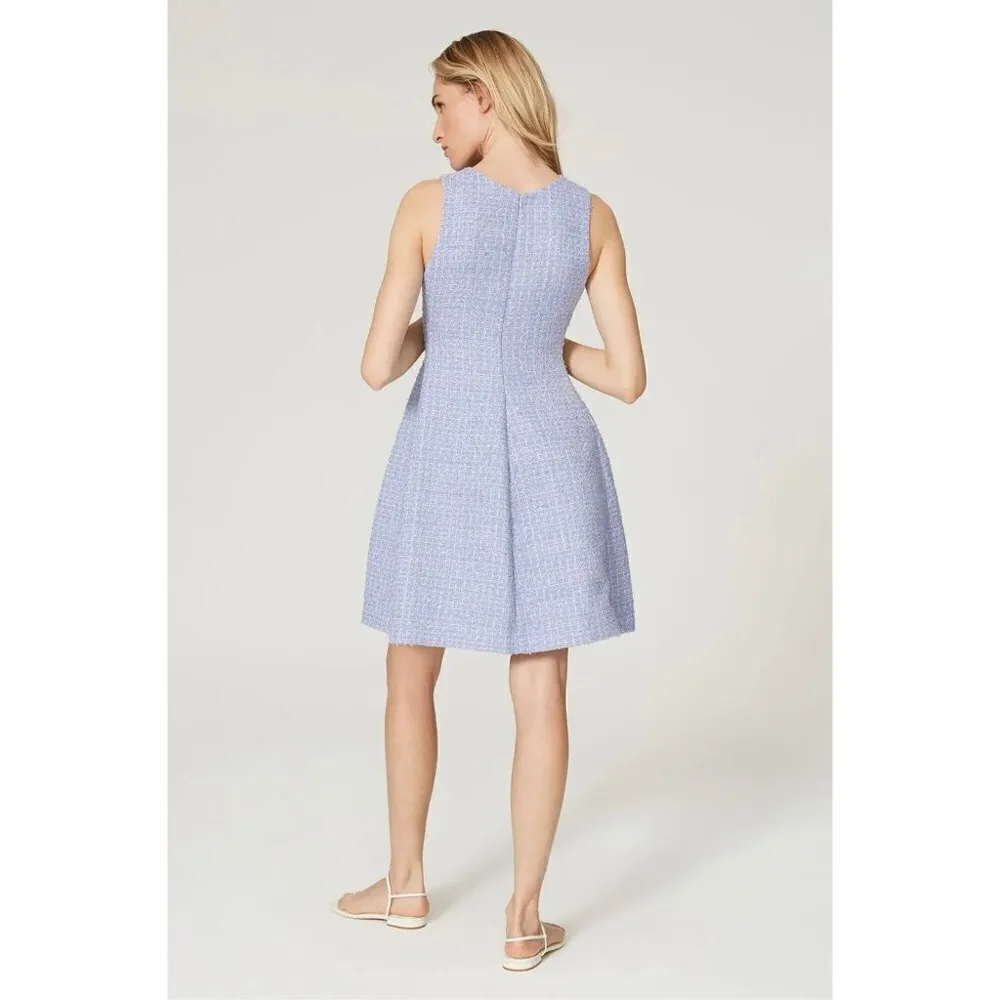 Emporio Armani Sleeveless Tweed Dress Blue Womens Size IT 44 US 8 - Image 6