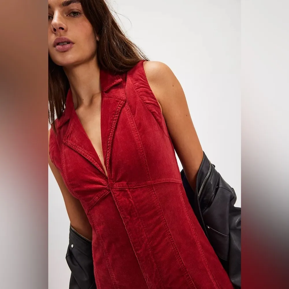 Free People NWOT CRVY Ring The Alarm Corduroy One-Piece S short - Image 4