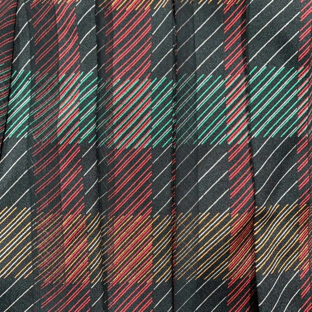 Vintage Notations Multicolor Plaid Blouse Satin Button Shoulder Long Sleeve Black Size 14 - Image 10