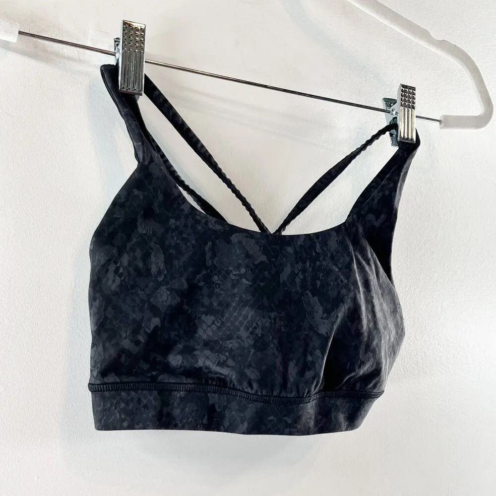 Lululemon Energy Sports Bra Criss Cross Back Yoga Sequin Snake Slate Black 4 - Image 6