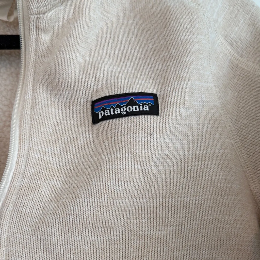 Patagonia Women‎ Beige Fleece Quarter Zip Pullover Cozy Warm Size Small - Image 2