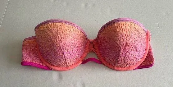 Victoria's Secret The Flirt Bandeau Size 34B Pink & Orange ombré bikini top - Image 3