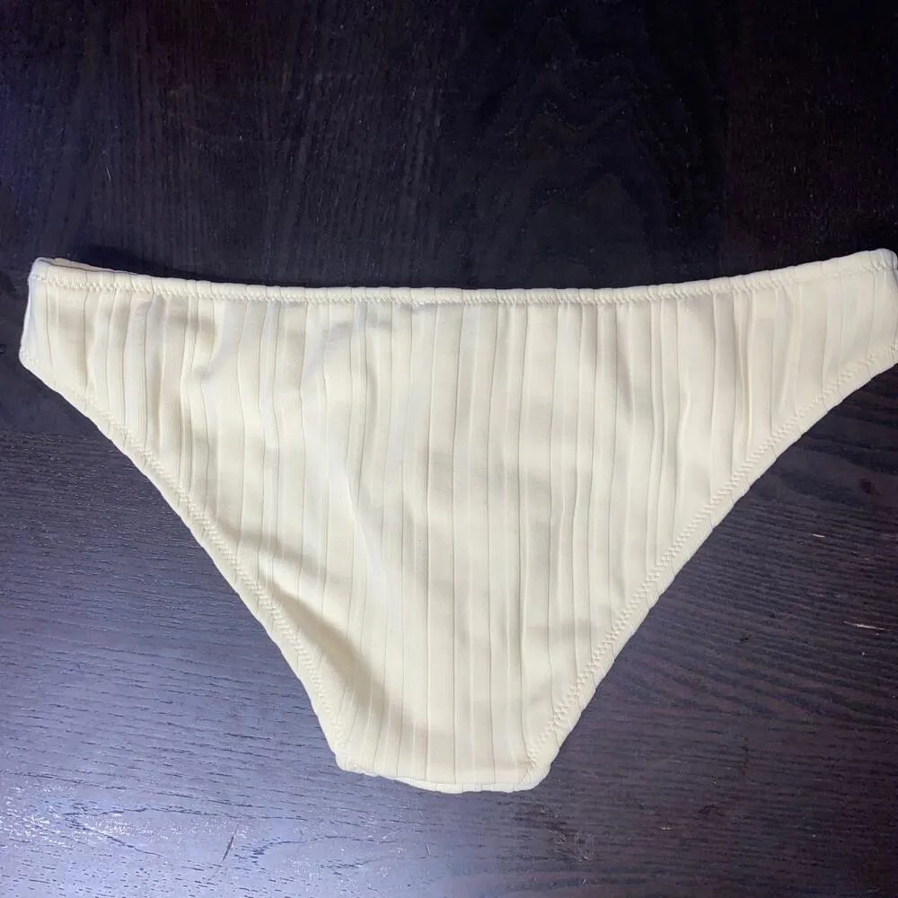 NWOT Solid & Striped Yellow Blonde Rib Ribbed Elle Bikini Bottoms Women's Large - Image 8