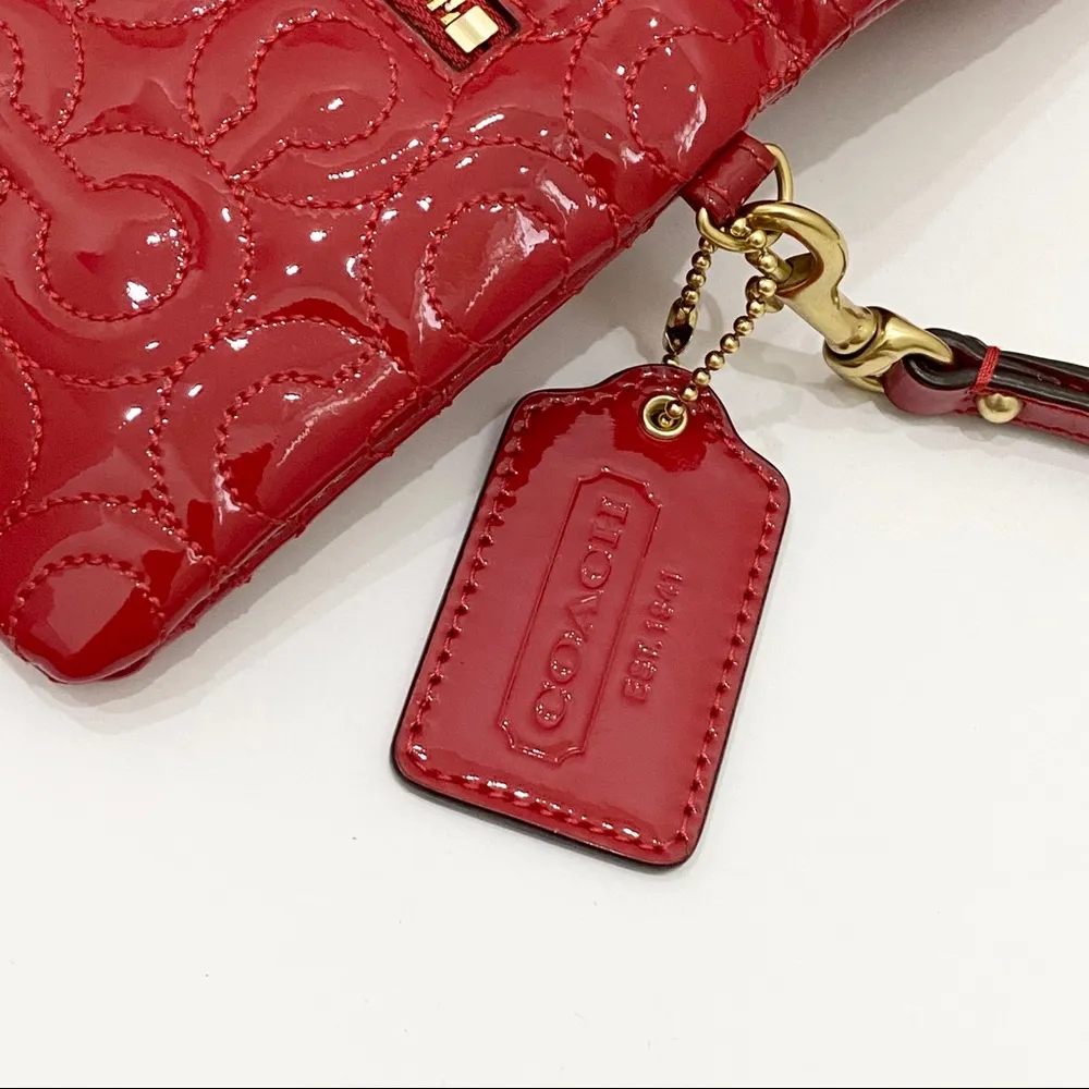 COACH 42965 Gramercy Red Embossed Patent Leather Wristlet Clutch Bag - Image 10
