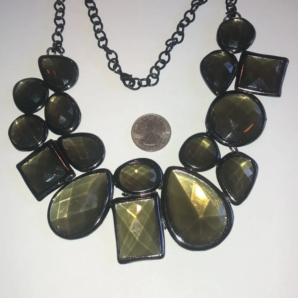 Black & Green Huge Stones Funky Boho Statement Necklace - Image 8